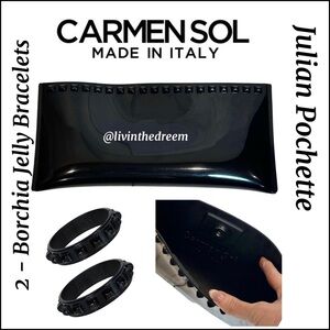 CARMEN SOL Black Julian Pochette & 2 - Borchia Jelly Bracelets $249